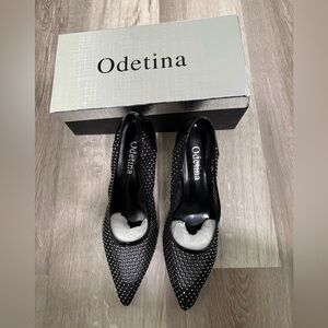 Odetina Black Women's mesh heels. Size 9
